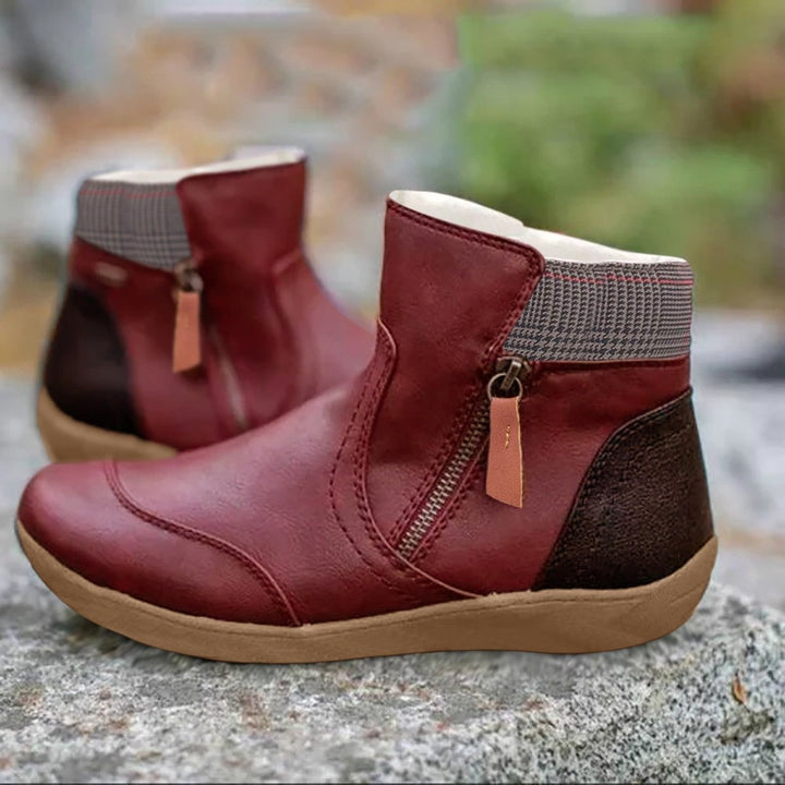 Lily | Women's Leather Ankle Boots Side-Zip Flat Waterproof Chelsea Boots