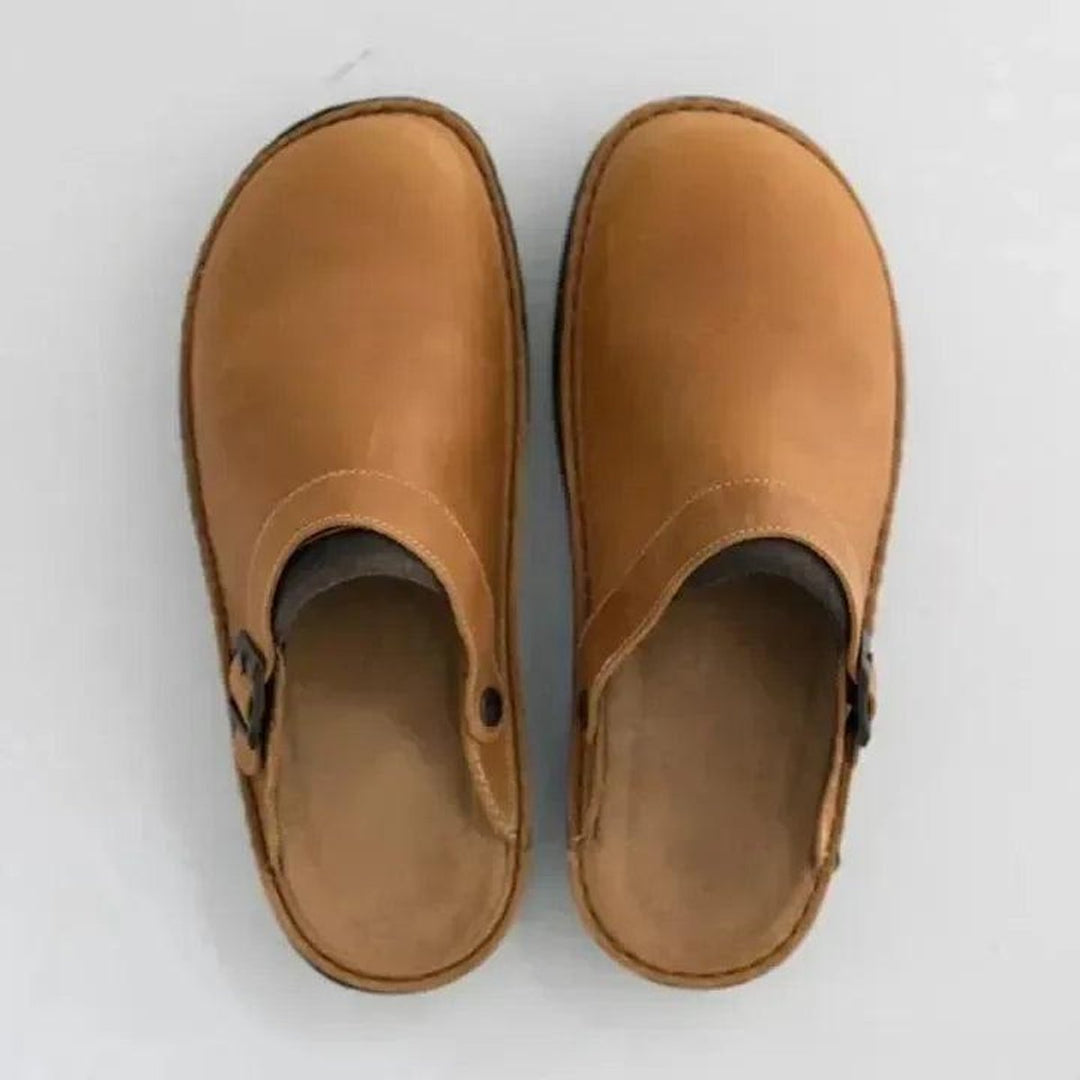 Lily | Women's Leather Mule Clogs Buckle Strap Slip-On