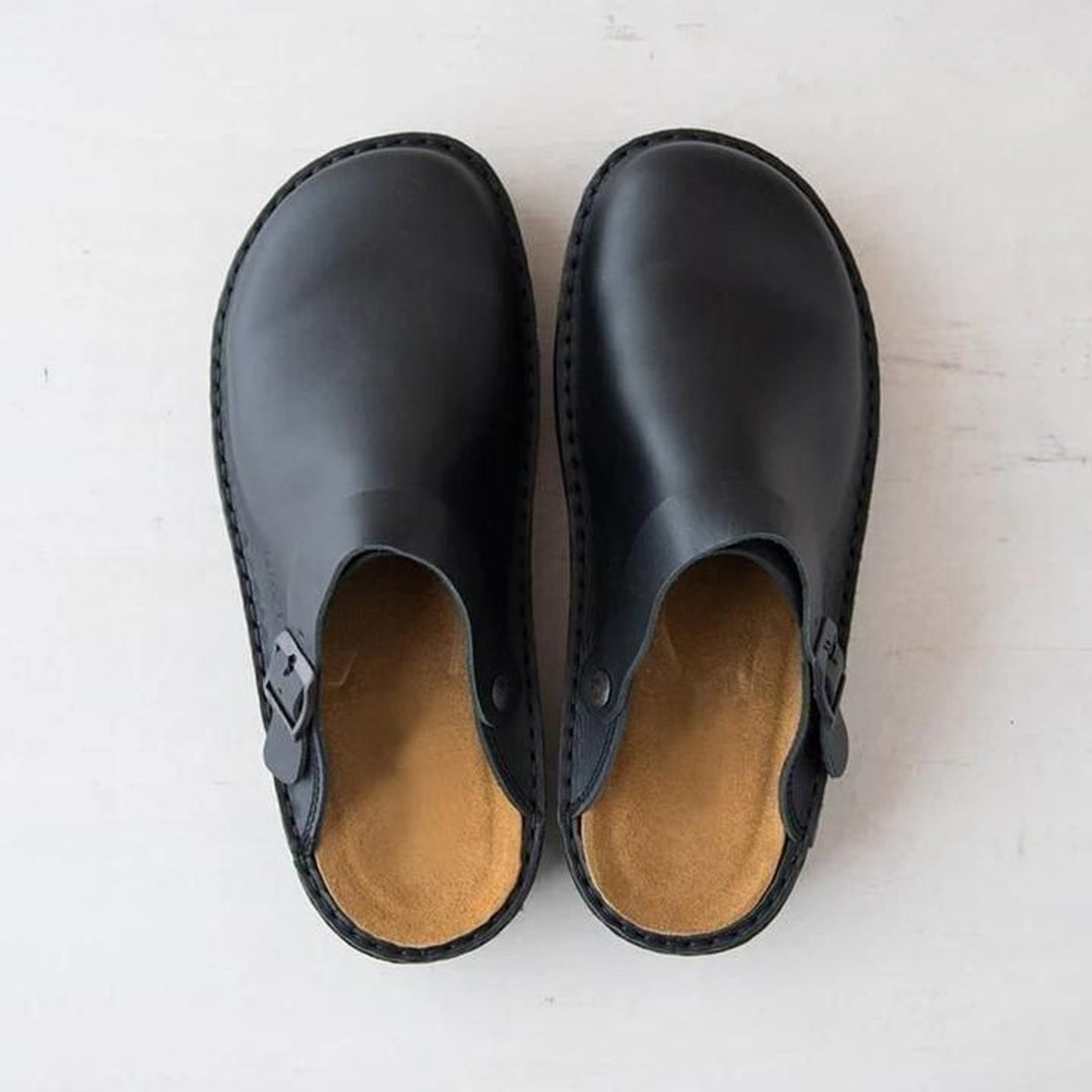 Lily | Women's Leather Mule Clogs Buckle Strap Slip-On