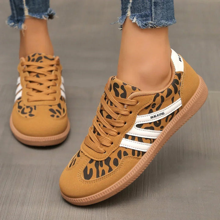 Lily | Women's Leopard Print Arch-Support Lace-Up Walking Trainers