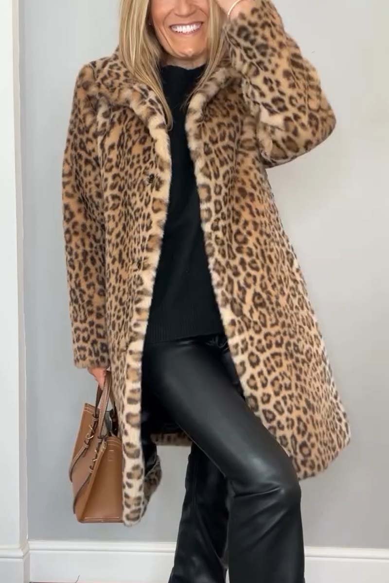 Emily | Women's Leopard Print Faux Fur Longline Winter Coat