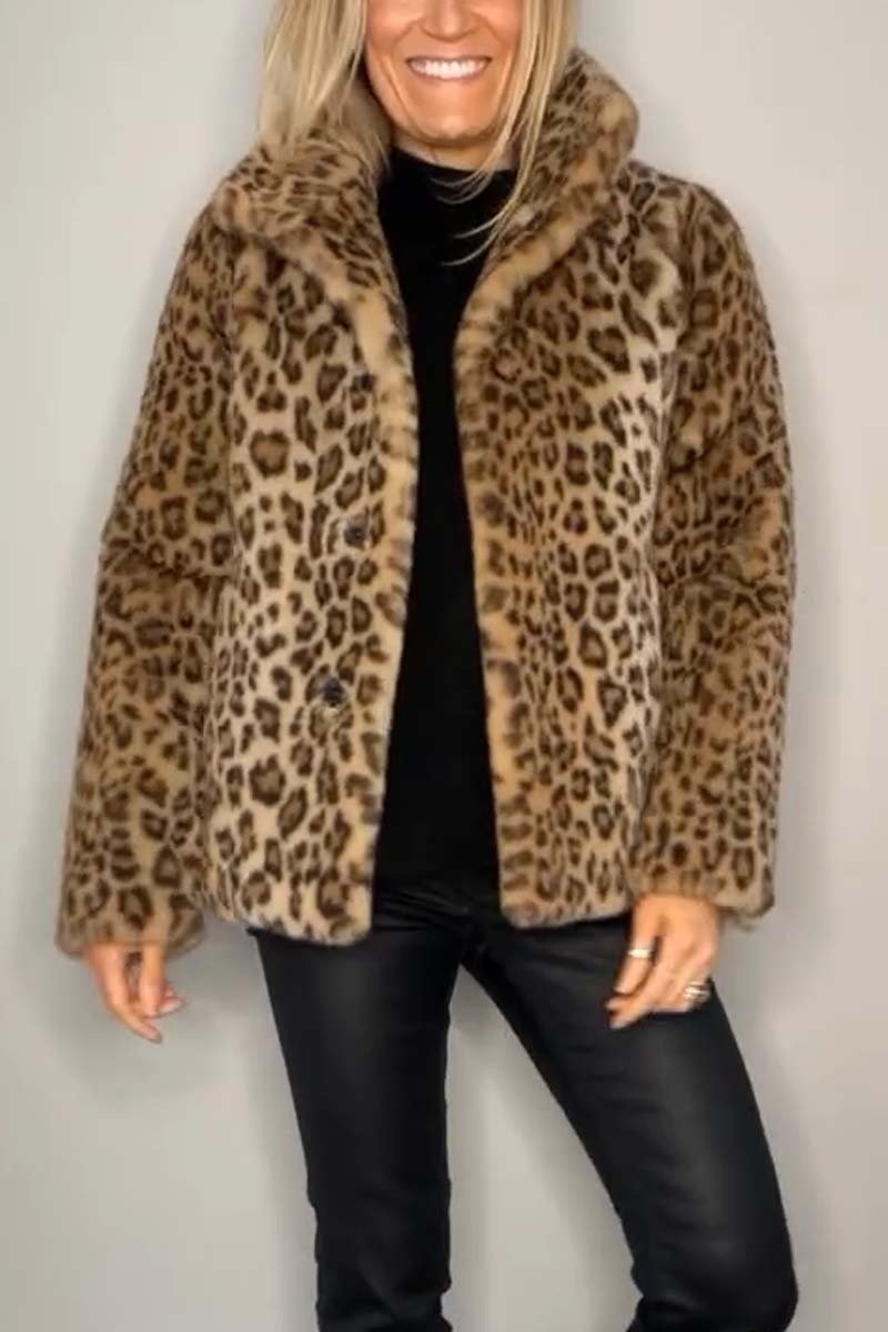 Emily | Women's Leopard Print Faux Fur Longline Winter Coat