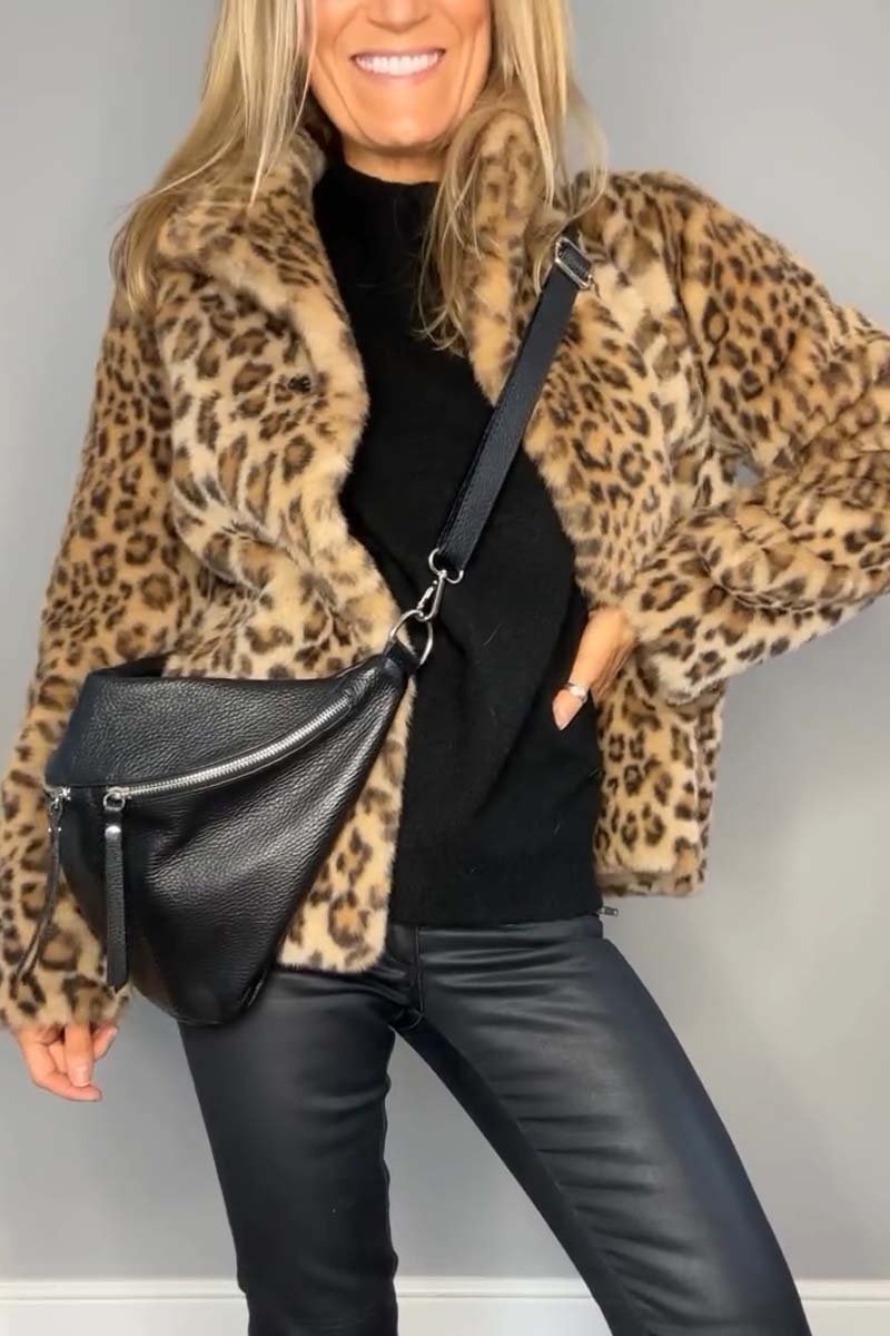 Emily | Women's Leopard Print Faux Fur Longline Winter Coat