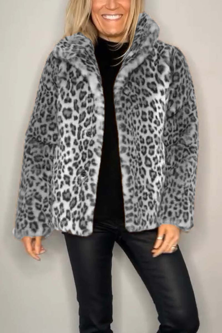 Emily | Women's Leopard Print Faux Fur Longline Winter Coat