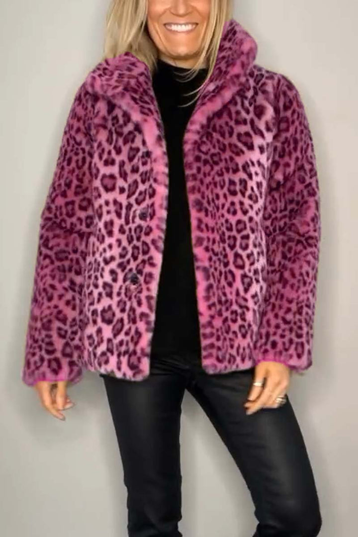 Emily | Women's Leopard Print Faux Fur Longline Winter Coat