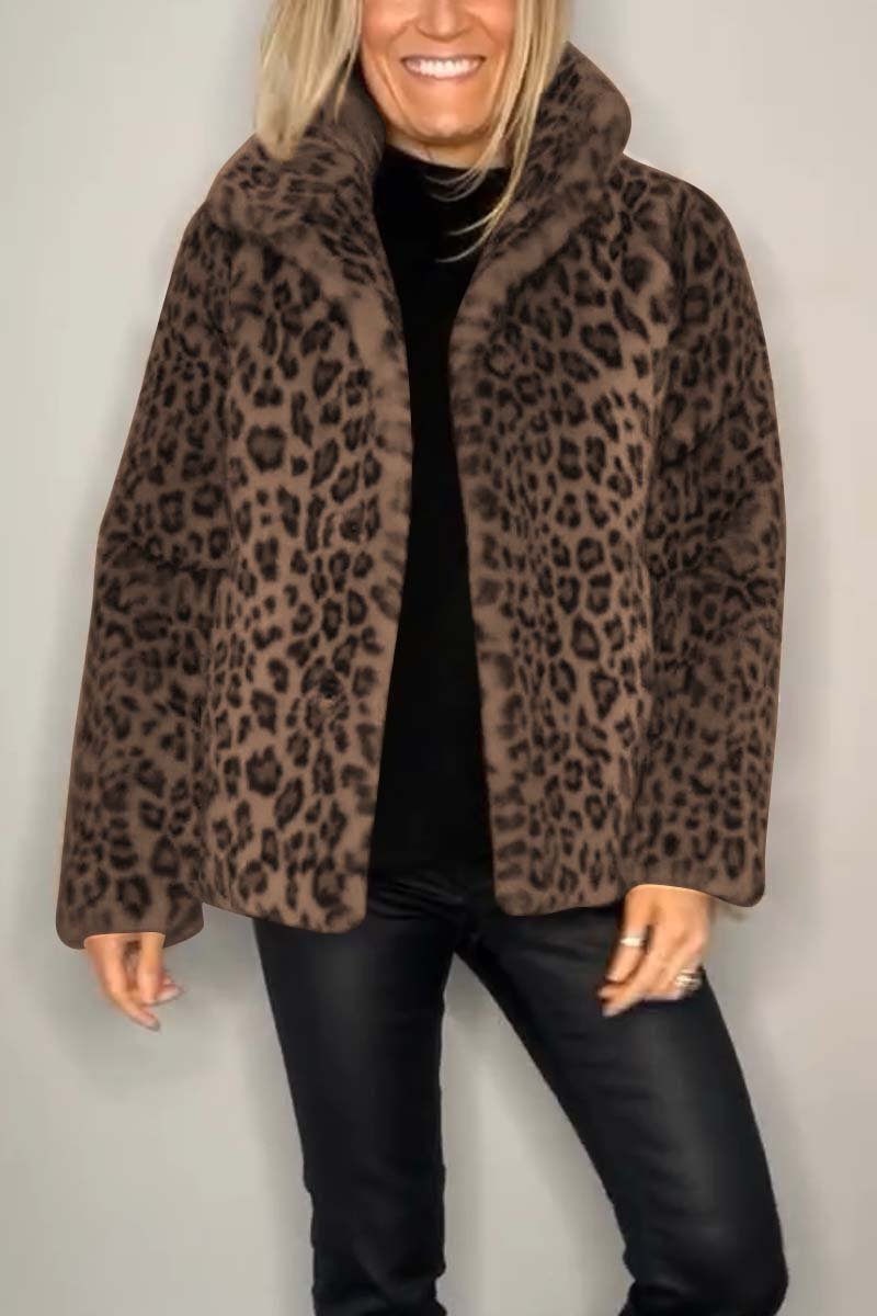 Emily | Women's Leopard Print Faux Fur Longline Winter Coat