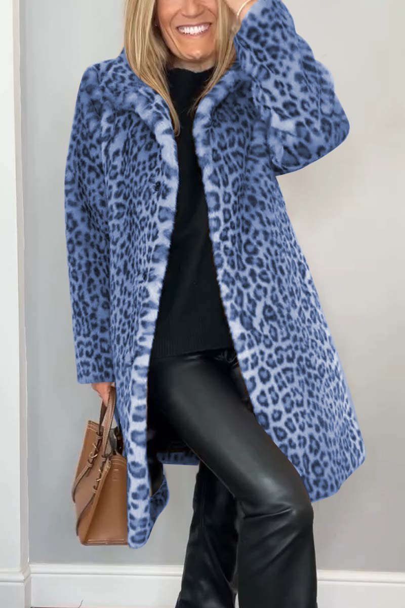 Emily | Women's Leopard Print Faux Fur Longline Winter Coat