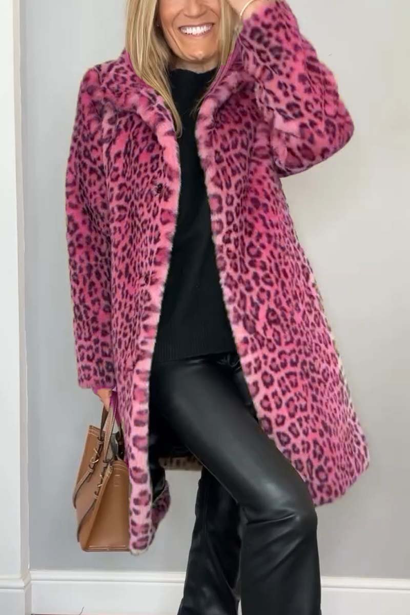 Emily | Women's Leopard Print Faux Fur Longline Winter Coat
