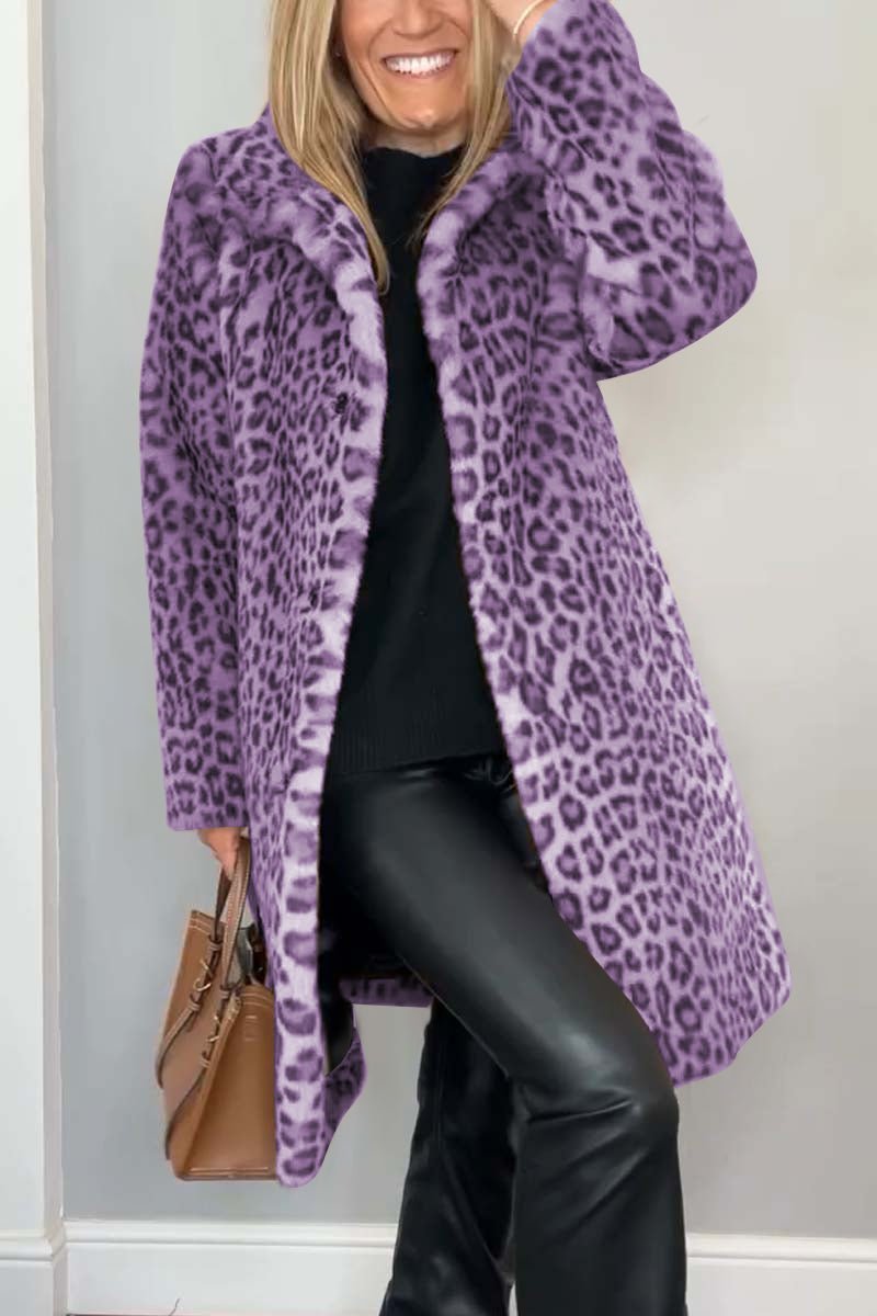 Emily | Women's Leopard Print Faux Fur Longline Winter Coat