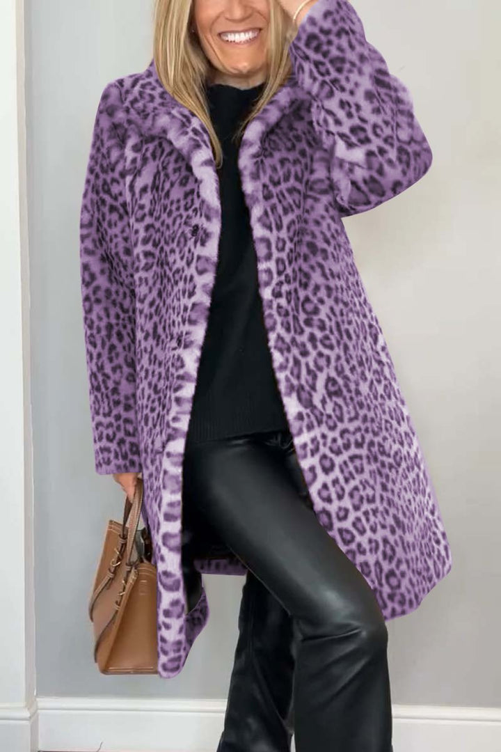 Emily | Women's Leopard Print Faux Fur Longline Winter Coat