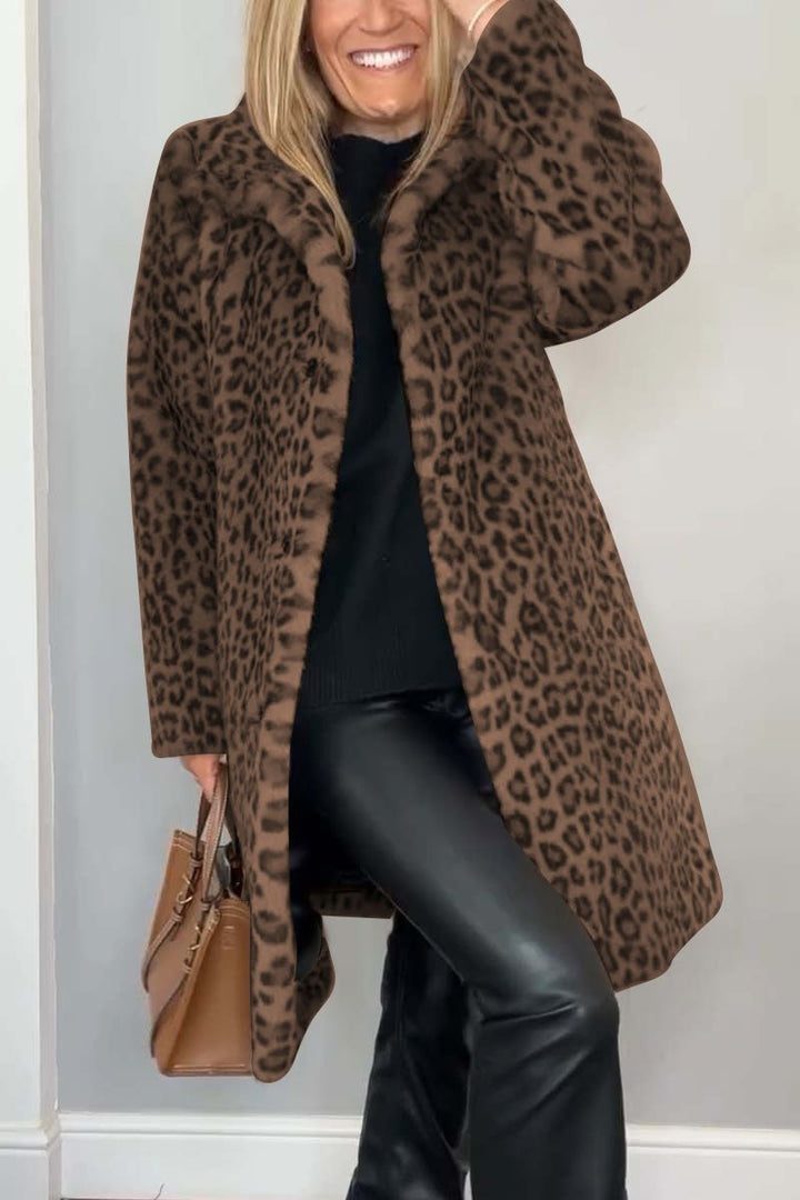 Emily | Women's Leopard Print Faux Fur Longline Winter Coat