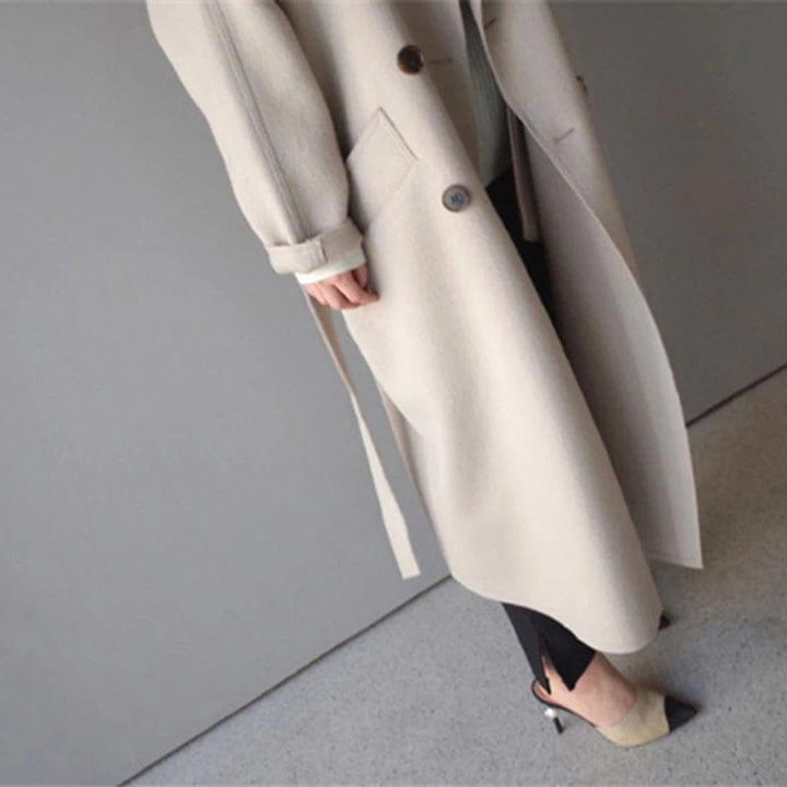 Lily | Women's Long Double-Breasted Wool Coat Belted Trench