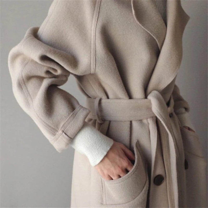 Lily | Women's Long Double-Breasted Wool Coat Belted Trench