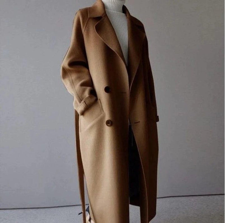 Lily | Women's Long Double-Breasted Wool Coat Belted Trench