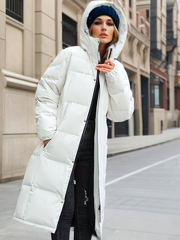 Ava | Women's Long Hooded Puffer Coat Padded Quilted Ladies Jacket