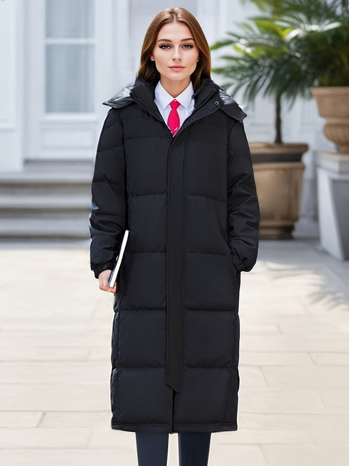 Ava | Women's Long Hooded Puffer Coat Padded Quilted Ladies Jacket