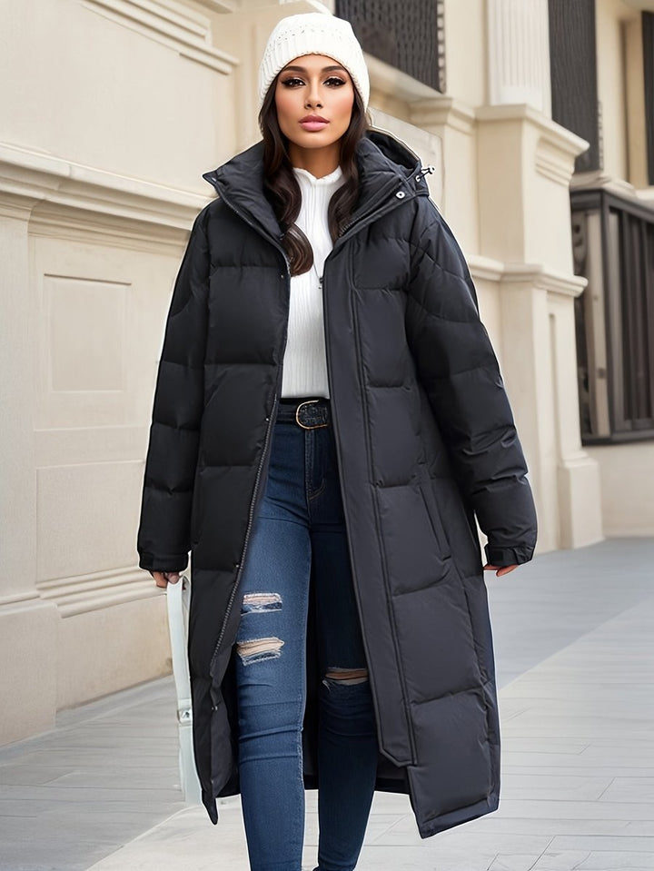 Ava | Women's Long Hooded Puffer Coat Padded Quilted Ladies Jacket