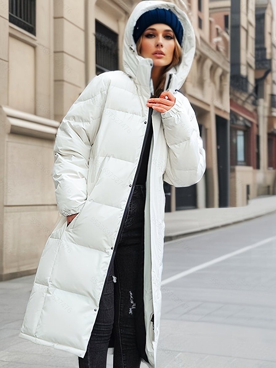 Ava | Women's Long Hooded Puffer Coat Padded Quilted Ladies Jacket