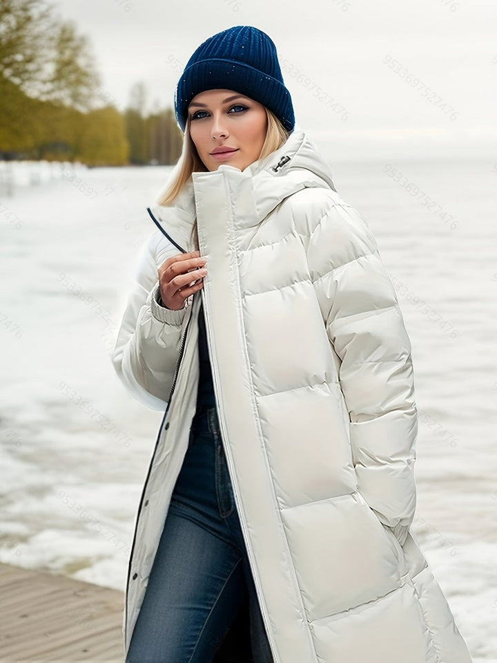 Ava | Women's Long Hooded Puffer Coat Padded Quilted Ladies Jacket