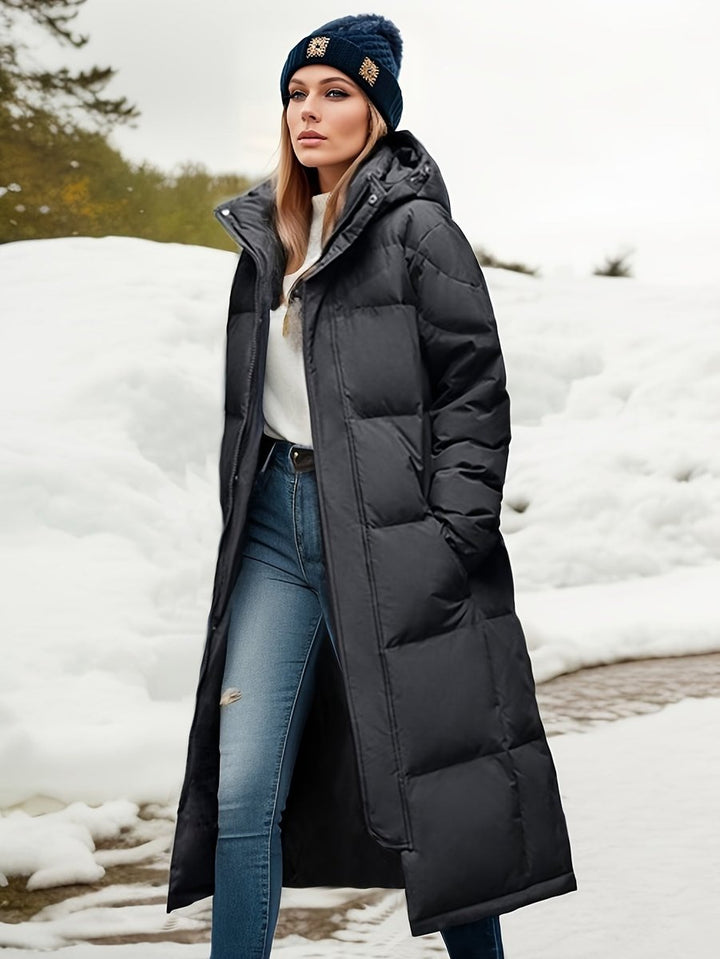 Ava | Women's Long Hooded Puffer Coat Padded Quilted Ladies Jacket