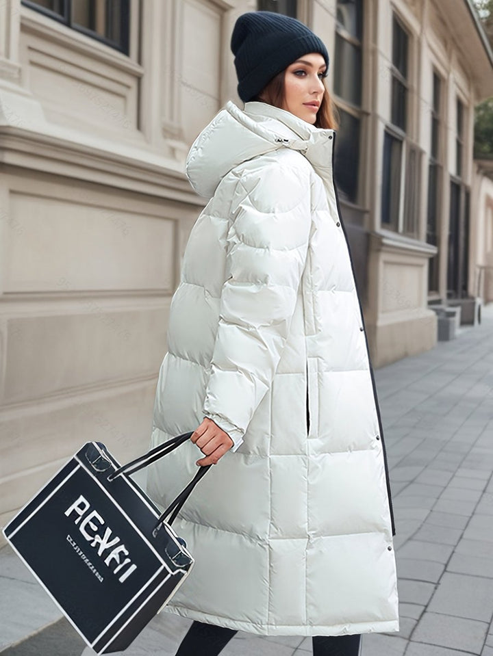 Ava | Women's Long Hooded Puffer Coat Padded Quilted Ladies Jacket