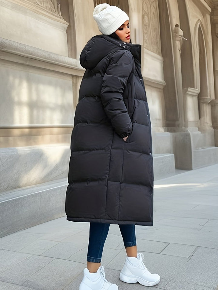 Ava | Women's Long Hooded Puffer Coat Padded Quilted Ladies Jacket