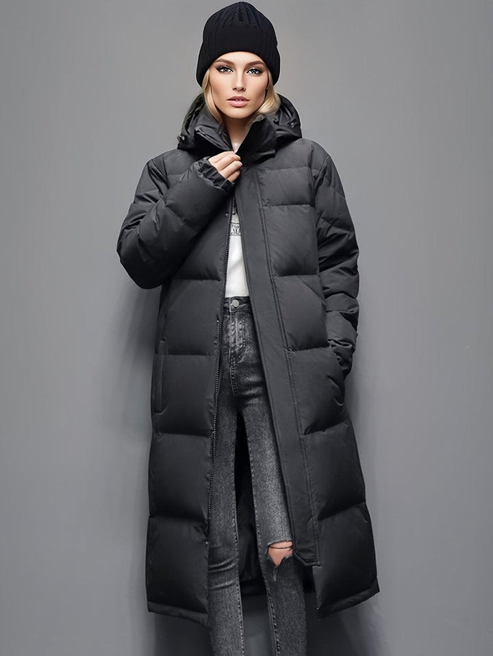 Ava | Women's Long Hooded Puffer Coat Padded Quilted Ladies Jacket