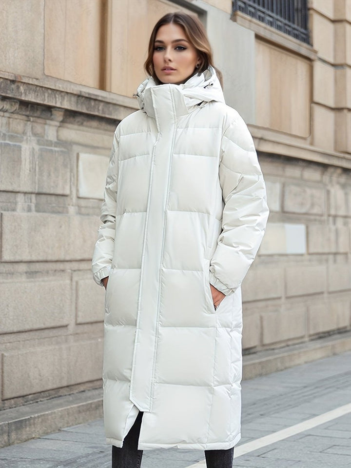 Ava | Women's Long Hooded Puffer Coat Padded Quilted Ladies Jacket