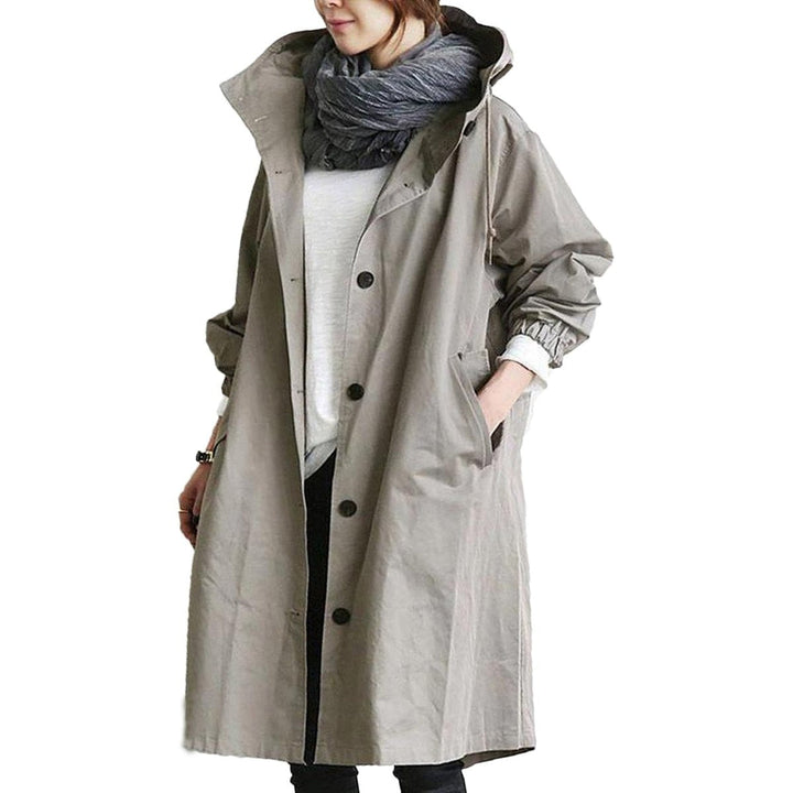 Amelia | Women's Long Hooded Waterproof Trench Coat Relaxed Fit