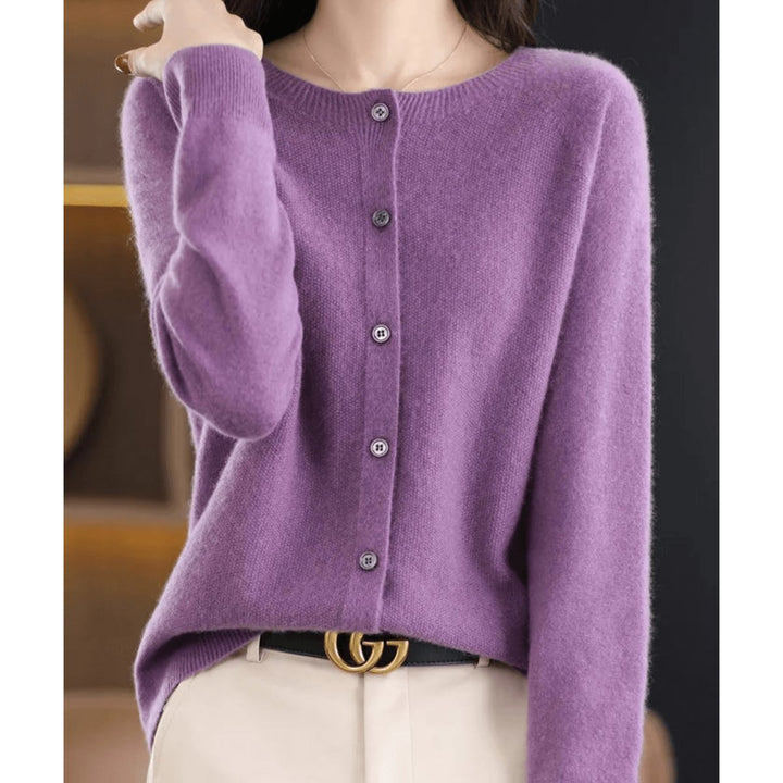 Ivy | Women's Button-Down Knit Cardigan Long Sleeve Round Neck