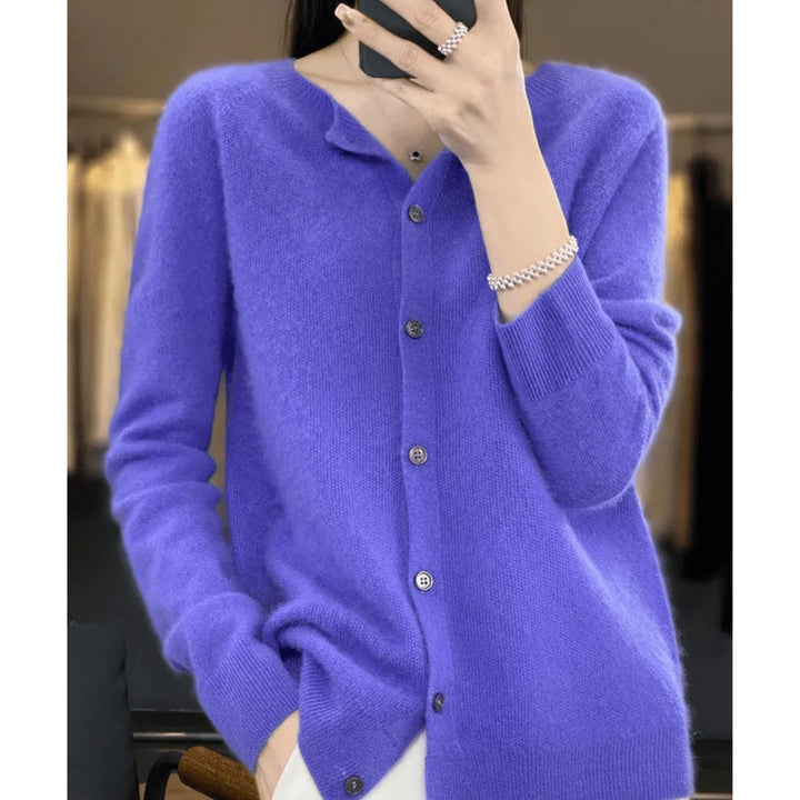 Ivy | Women's Button-Down Knit Cardigan Long Sleeve Round Neck