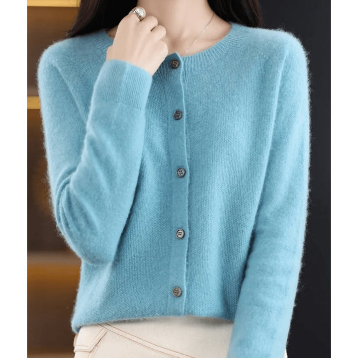 Ivy | Women's Button-Down Knit Cardigan Long Sleeve Round Neck