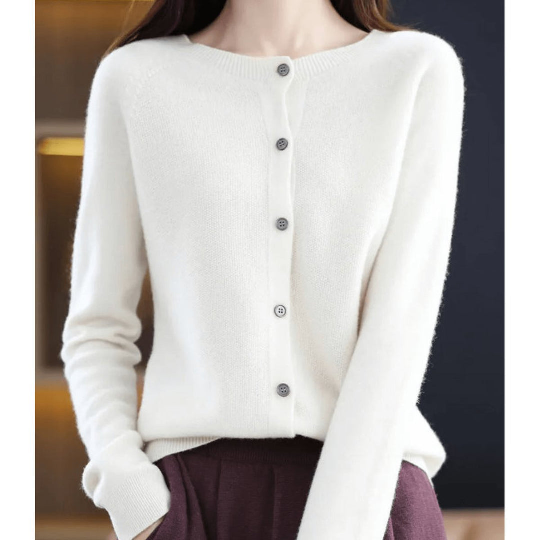 Ivy | Women's Button-Down Knit Cardigan Long Sleeve Round Neck