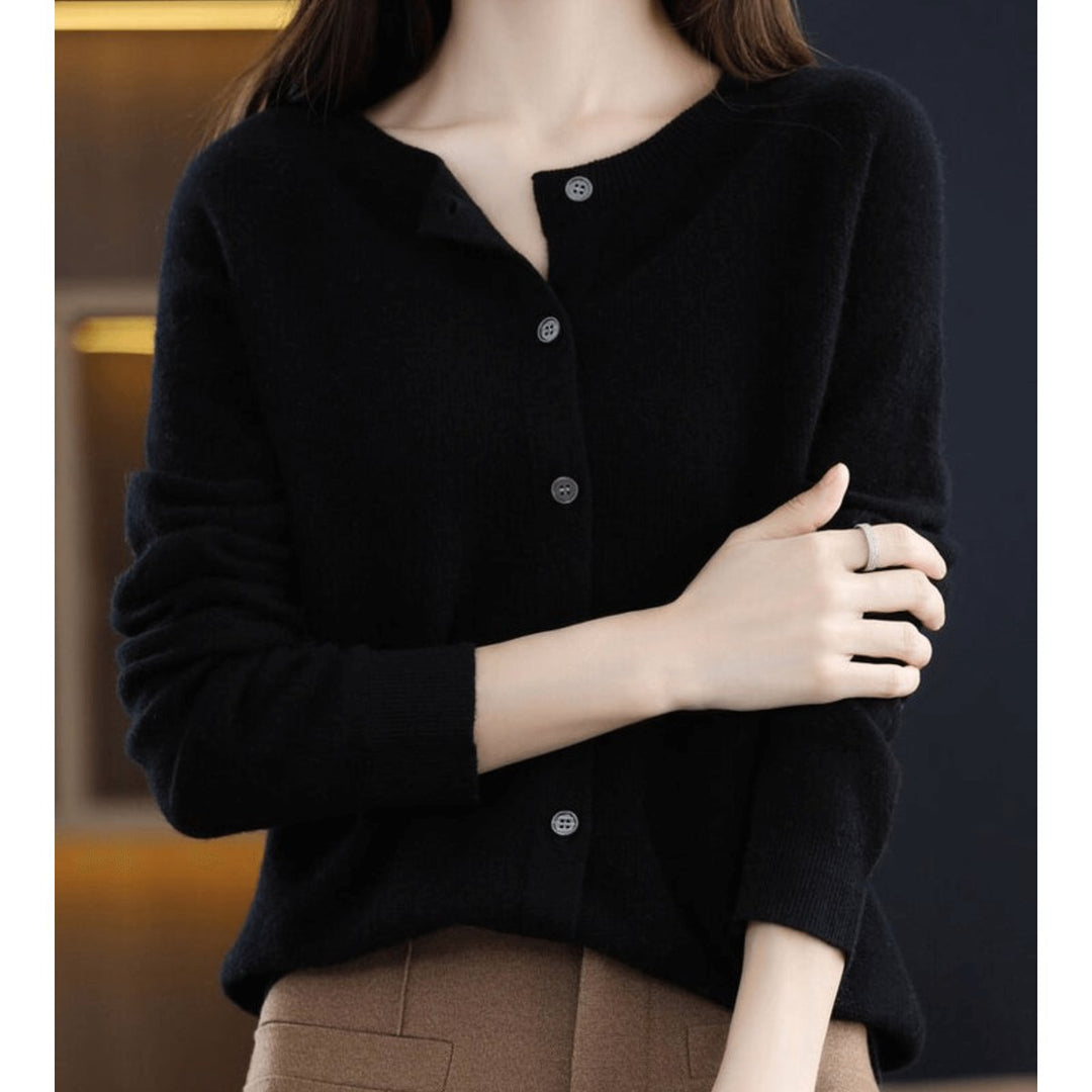 Ivy | Women's Button-Down Knit Cardigan Long Sleeve Round Neck
