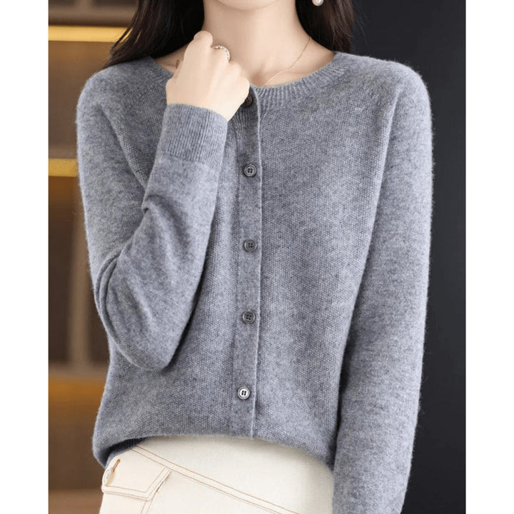 Ivy | Women's Button-Down Knit Cardigan Long Sleeve Round Neck