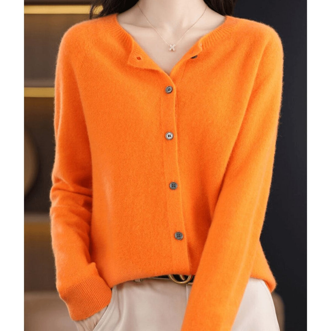 Ivy | Women's Button-Down Knit Cardigan Long Sleeve Round Neck
