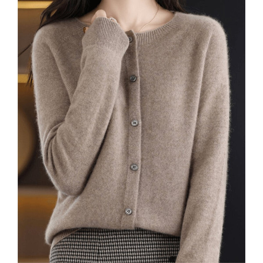 Ivy | Women's Button-Down Knit Cardigan Long Sleeve Round Neck