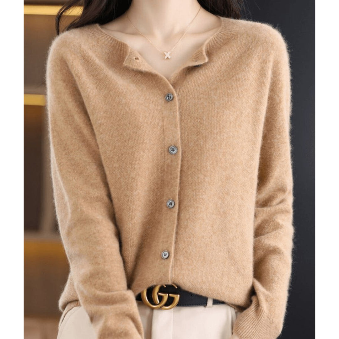 Ivy | Women's Button-Down Knit Cardigan Long Sleeve Round Neck