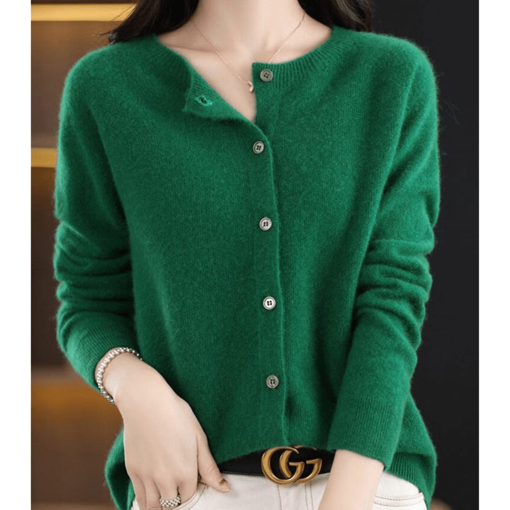 Ivy | Women's Button-Down Knit Cardigan Long Sleeve Round Neck