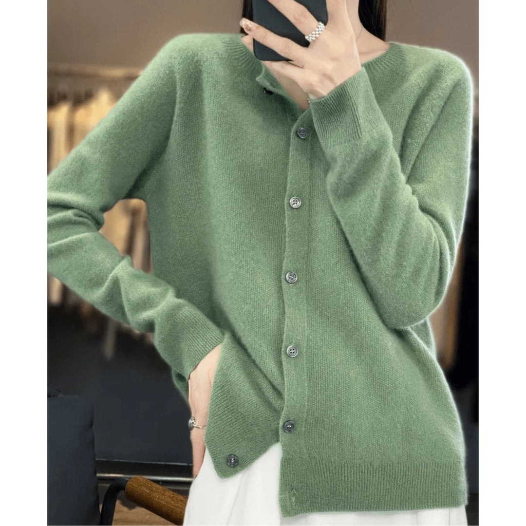 Ivy | Women's Button-Down Knit Cardigan Long Sleeve Round Neck