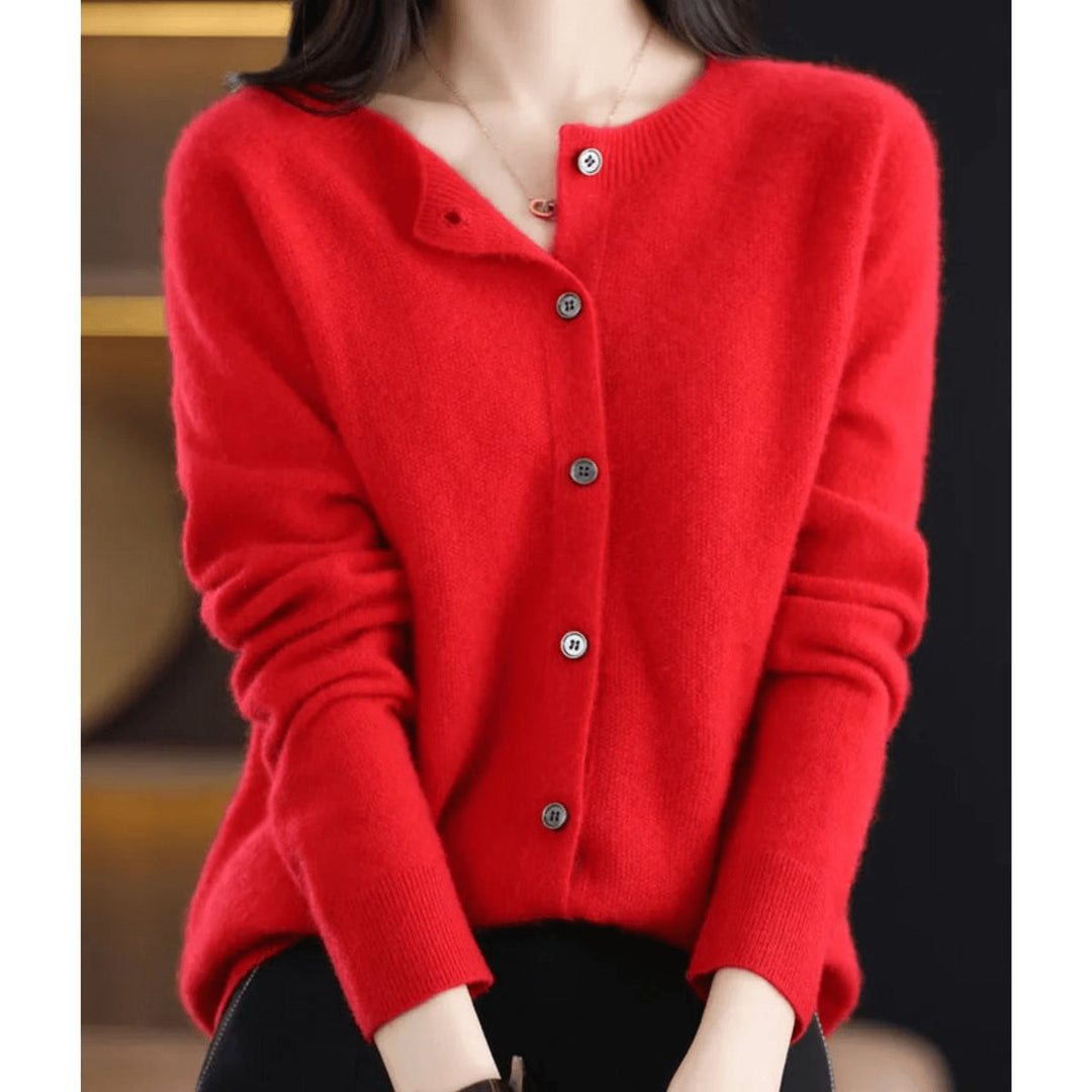 Ivy | Women's Button-Down Knit Cardigan Long Sleeve Round Neck