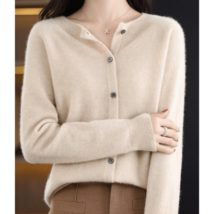 Ivy | Women's Button-Down Knit Cardigan Long Sleeve Round Neck