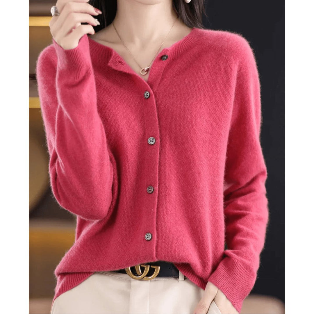 Ivy | Women's Button-Down Knit Cardigan Long Sleeve Round Neck