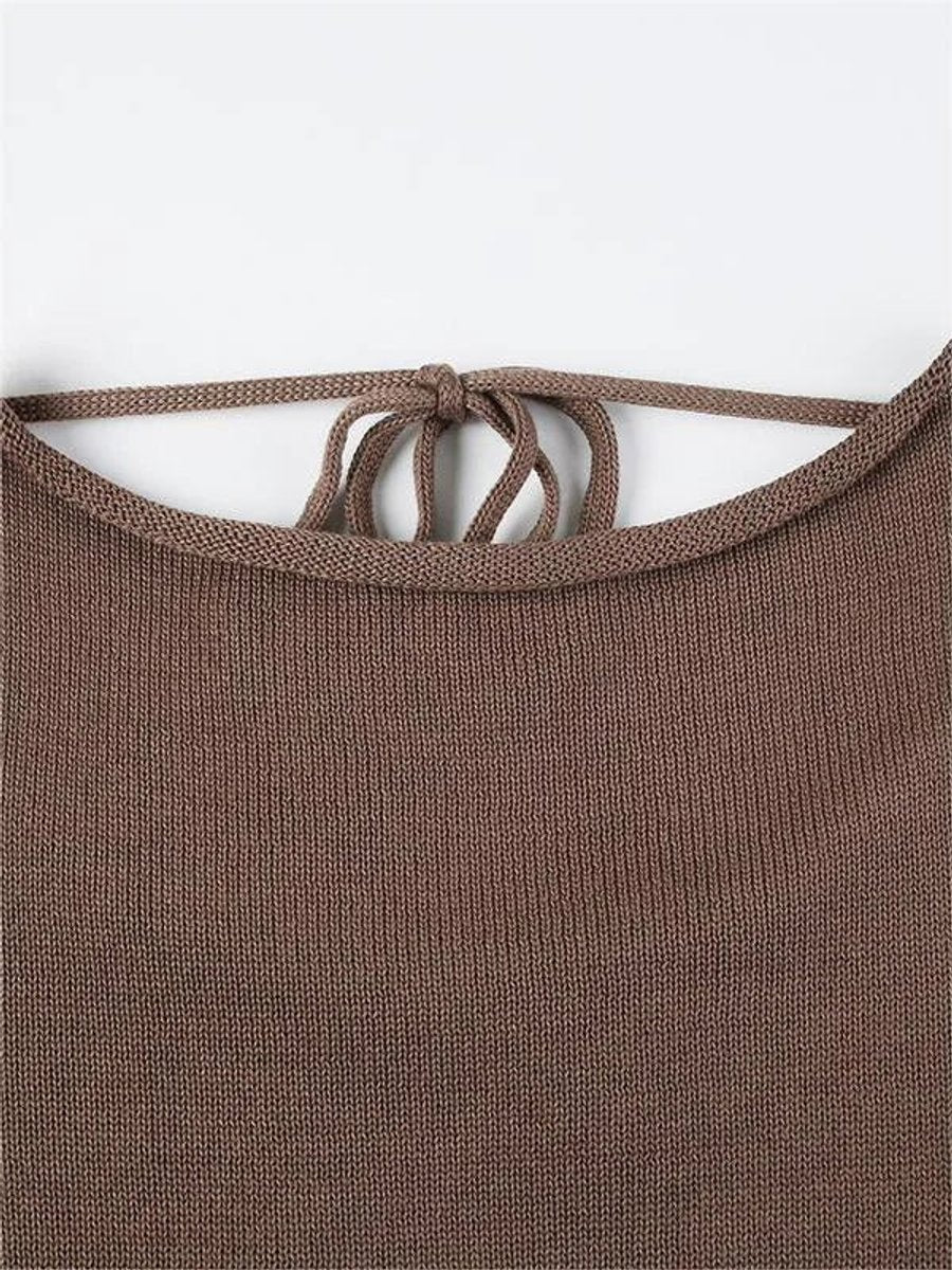 Aria | Women's Open-Back Knit Jumper Flared Cuffs Boat Neck