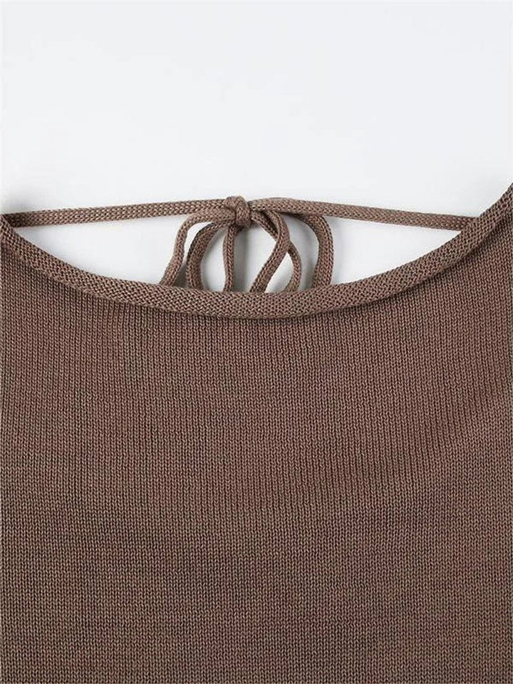 Aria | Women's Open-Back Knit Jumper Flared Cuffs Boat Neck