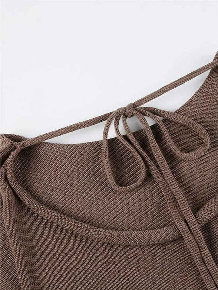 Aria | Women's Open-Back Knit Jumper Flared Cuffs Boat Neck