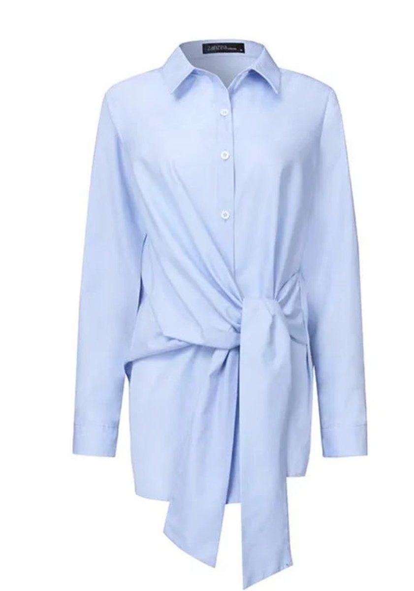 Lily | Women's Long-Sleeve Tie-Belt Wrap Blouse Open Collar