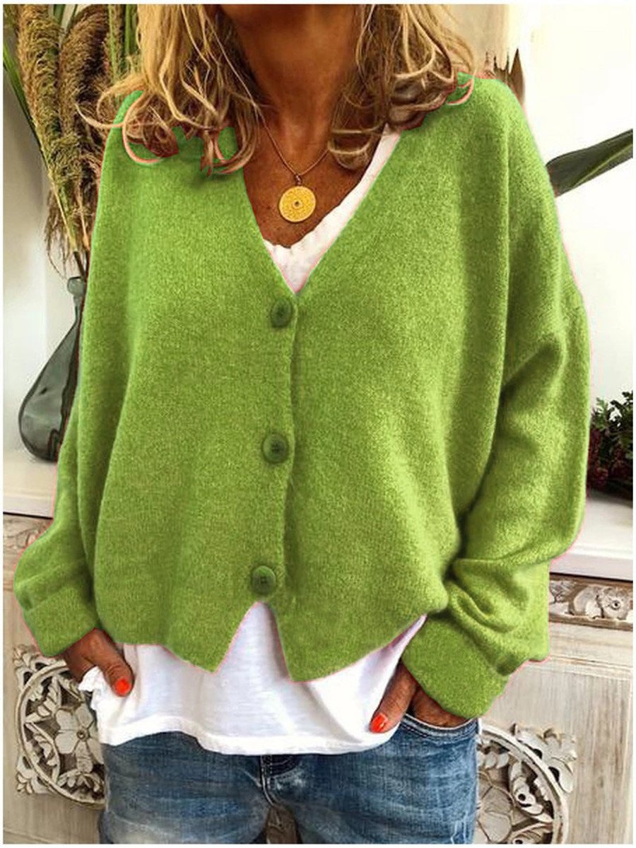 Phoebe | Women's Long-Sleeve V-Neck Button-Front Soft Knit Cardigan Top