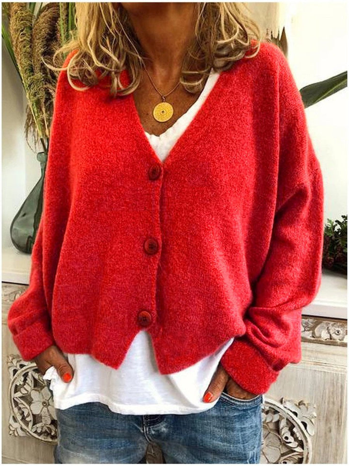 Phoebe | Women's Long-Sleeve V-Neck Button-Front Soft Knit Cardigan Top
