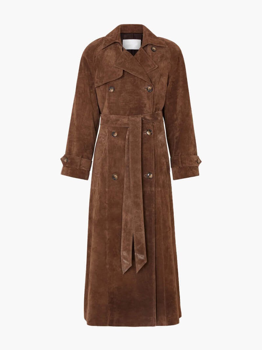 Olivia | Women's Long Suede Trench Coat Relaxed Fit Outerwear